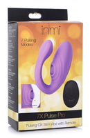 Inmi 7X Pulse Pro Clit Stimulating Vibrator Purple packaging showcasing the product features and remote control.