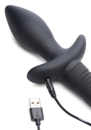Close-up of Remote Control Wagging and Vibrating Puppy Tail Anal Plug with USB charging cable.