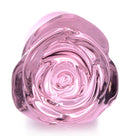 Booty Sparks Pink Rose Glass Anal Plug Large with decorative pink rose base and smooth glass design.
