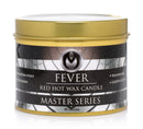 Master Series Fever Hot Wax Candle Red in a sleek tin, designed for sensory play and temperature exploration.