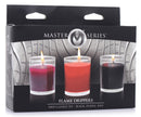 Flame Drippers Candle Set Designed for Wax Play with three colored candles for sensation play.