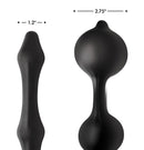 Devils Rattle Inflatable Anal Plug with Cock and Ball Ring showing size dimensions of 1.2 inches and 2.75 inches.