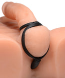 Devils Rattle Inflatable Anal Plug with Cock and Ball Ring featuring a silicone construction and a black cock ring.