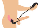Devils Rattle Inflatable Anal Plug with Cock and Ball Ring showcased in a practical demonstration.