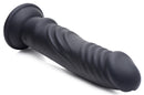 E-Stim Pro 5x Vibrating Dildo with Remote Control, black silicone shaft with texture for enhanced pleasure.