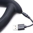 E-Stim Pro Vibrating Prostate Massager with Remote Control charging port and cable close-up.