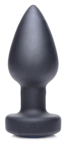 E-Stim Pro Silicone Vibrating Anal Plug with Remote Control, sleek black design for e-stim and vibration sensations.