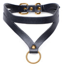 Bondage Baddie Black and Gold Collar with O-Ring featuring a striking design and comfortable fit.