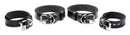 Strict Leather 4 Pack Locking Bondage Straps Black set of four leather restraint straps in graduated lengths.