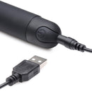 10X Silicone G-Spot Vibrator Black charging connection with USB cable for easy recharging and use.