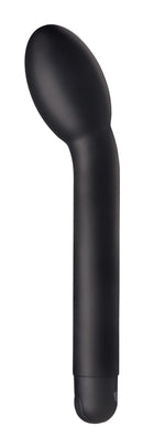10X Silicone G-Spot Vibrator Black, a sleek black rechargeable curved vibrator for G-spot stimulation.