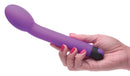 Image of 10X Silicone G-Spot Vibrator Purple being held in a hand, showcasing its ergonomic design and vibrant color.