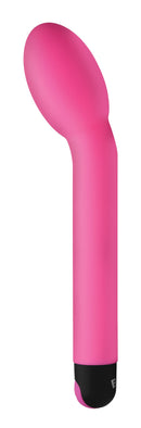 10X Silicone G-Spot Vibrator Pink, ergonomic curved silicone massager for targeted pleasure.