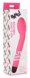 10X Silicone G-Spot Vibrator Pink packaging featuring ultra powerful vibration, ergonomic design, and multiple speeds.