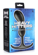 Heavy Hitters Silicone Weighted Prostate Plug Medium Black packaging showcasing premium silicone anal plug.