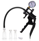 Size Matters Clitoris Pumping System with Pressure Gauge, suction kit with pressure gauge and interchangeable cylinders.