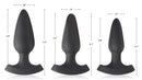 Booty Sparks 28X Laser Heart Silicone Anal Plug Large dimensions image showcasing sizes and shapes of anal plugs.