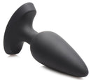 Booty Sparks 28X Laser Heart Silicone Anal Plug Large showing smooth black silicone design for comfortable use.