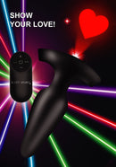 Booty Sparks 28X Laser Heart Silicone Anal Plug Large with remote and colorful light effects for playful stimulation.