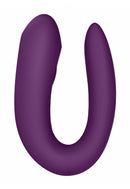 Satisfyer Double Joy Partner Vibrator: purple horseshoe-shaped vibrator for blended orgasms and intense pleasure.