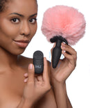 Vibrating Silicone Anal Plug with 3 Interchangeable Tails featuring remote control and a pink fox tail.