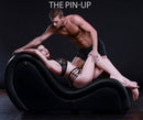 Kinky Couch Sex Chaise Lounge with Love Pillows Black in a seductive pose with a couple.