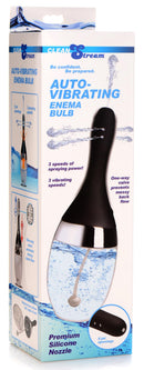CleanStream Auto-Vibrating Enema Bulb Black packaging showing features like 5 jet openings and 3 spray speeds.