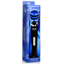 Zeus Electrosex Blue-Arc E-Stim Vibrating Wand Massager packaging with features and design details.