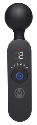 Master Series 72X Silicone Heating Wand Massager Black control panel showcasing six speeds and heating function.