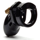 CB6000S Black Chastity Cock Cage Kit shown in black with a secure locking mechanism for ultimate chastity.