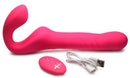Strap U 30X Thrusting Vibrating Strapless Strap-On Pink with remote and charging cable for intimate pleasure.