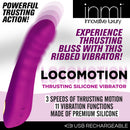 Inmi Locomotion Thrusting Silicone Vibrator showcasing powerful thrusting action and ribbed design for intense pleasure.