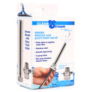 CleanStream Enema Nozzle with Quick Shut Off Valve in stainless steel with push valve and spray holes.
