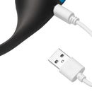 Close-up of the Swell 10X Inflatable Vibrating Prostate Plug with Cock Ring USB charging connection.
