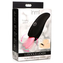 Inmi Luscious Licker 7X Silicone Licking Tongue Vibrator packaging showcasing rotating action and licking tongue feature.