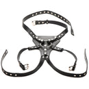 Daddy An Li Leather Strap-On Harness L/XL Black adjustable leather harness with silver studs and ring for secure fit.