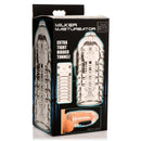 LoveBotz Milker Masturbator Accessory Clear Stroker Sleeve packaging featuring extra tight ribbed tunnel.