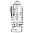 LoveBotz Milker Masturbator with Ball Strap Clear, a clear stroker with ribbed tunnel and ball strap.