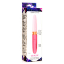 10X Rosé Dual Ended Smooth Silicone and Glass Vibrator in packaging showcasing design and features.