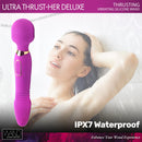 Ultra Thrust-Her Deluxe Thrusting and Vibrating Wand in a waterproof setting, showcasing its sleek ergonomic design.