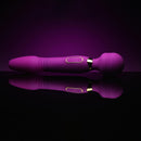 Ultra Thrust-Her Deluxe Thrusting and Vibrating Wand in vibrant purple color, showcasing its sleek design and gold accents.