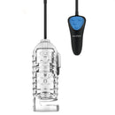 LoveBotz 19X Mini Handheld Milker Masturbator with remote control for automatic suction and vibration.