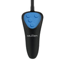 LoveBotz 19X Mini Handheld Milker Masturbator remote control with blue buttons for easy operation.