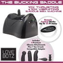 LoveBotz Bucking Saddle 10X Thrusting Sex Machine with remote control and silicone attachments.