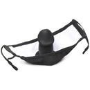 Master Series Mouth-Full Dildo Face Mask Black featuring a black cotton mask with a detachable silicone dildo.