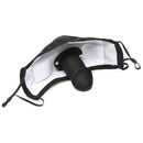 Master Series Mouth-Full Dildo Face Mask Black featuring a silicone gag inside a breathable mask.