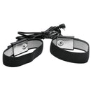 Zeus Electrosex Deluxe Power E-Stim Box Kit Black adjustable penis bands with wires for electrostimulation play.