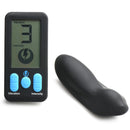 Zeus Electrosex E-Stim Panty Vibe with Remote Control Black and its controller displaying settings.