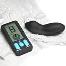 Zeus Electrosex E-Stim Panty Vibe with Remote Control Black and remote displayed on lace fabric.