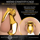 Master Series Midas 18K Gold-Plated Locking Chastity Cage - Image 2